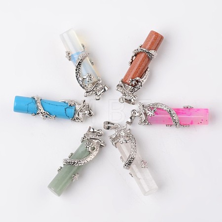 Tube Natural & Synthetic Mixed Stone Pendants G-L455-H-1