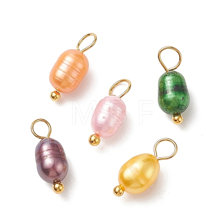 Dyed Natural Cultured Freshwater Pearl Rice Charms PALLOY-JF01948-01-1