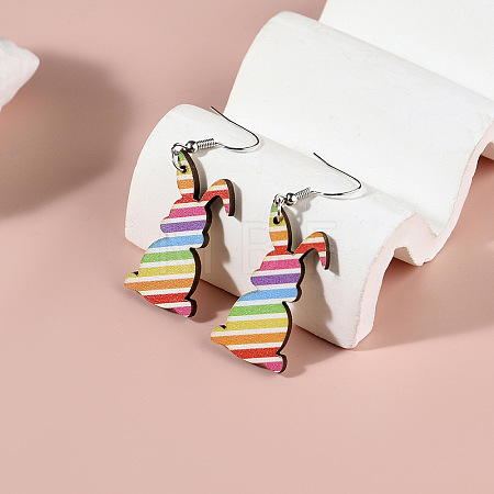 Easter Wood Dangle Earrings FS-WG30599-12-1