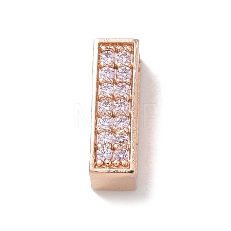 Brass Micro Pave Clear Cubic Zirconia Slide Charms KK-A300-12RG-1