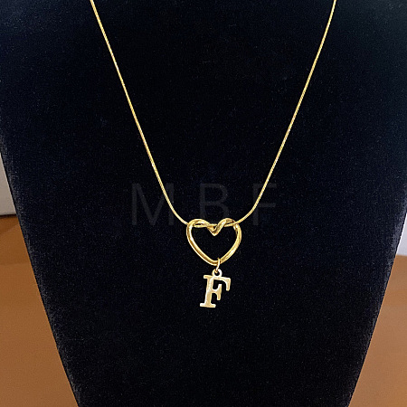 304 Stainless Steel Heart with Initial Pendant Necklaces for Women FS-WG4DC9E-06-1