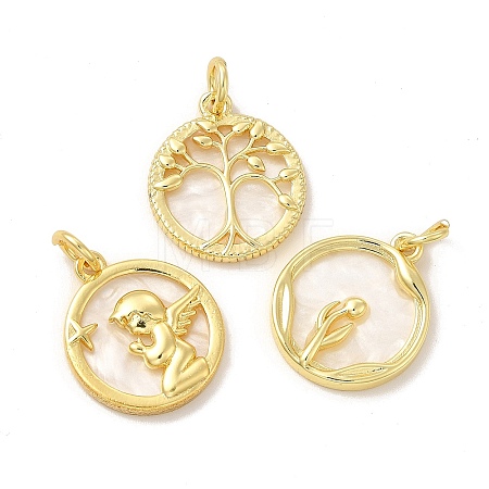 Rack Plating Brass with Plastic Pendants KK-G459-01G-1