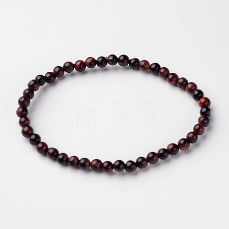 Natural Tiger Eye Round Bead Stretch Bracelets BJEW-L594-B03-1