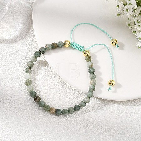 Natural Myanmar Jade/Burmese Jade Adjustable Beaded Bracelets for Women Men BJEW-JB13973-1