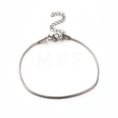 Tarnish Resistant 304 Stainless Steel Snake Chain Bracelets STAS-M175-10P-B-1