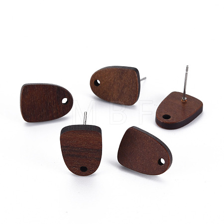 Walnut Wood Stud Earring Findings WOOD-S054-46-1