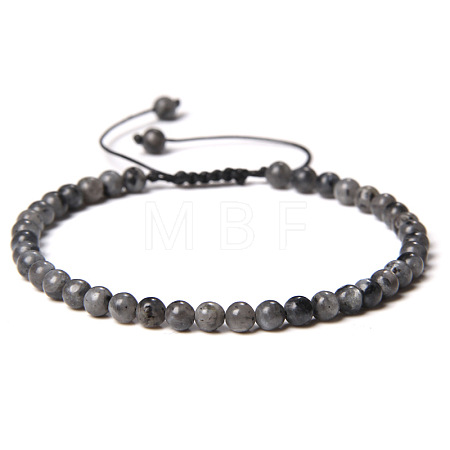 4mm Natural Labradorite Beaded Braided Bracelets SY1950-17-1