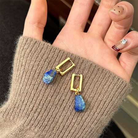 Natural Lapis Lazuli Teardrop Dangle Earrings WGEDD51-04-1