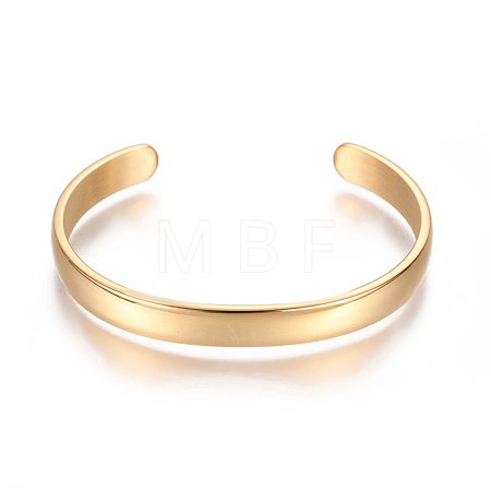 Ion Plating(IP) 304 Stainless Steel Cuff Bangles STAS-I110-10-8mm-G-1