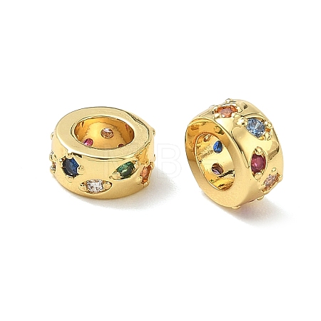 Brass Micro Pave Colorful Cubic Zirconia European Beads CU-CBA42CA-03G-1
