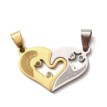 Valentine's Day 304 Stainless Steel Split Pendants STAS-F368-11GP-1