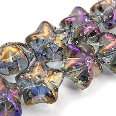 Half Rainbow Plated Electroplate Transparent Glass Beads Strands EGLA-G037-07A-HR02-1