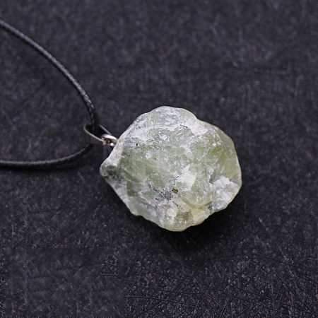 Natural Prehnite Raw Rough Nuggets Pendant Necklace FS-WG50F2C-13-1
