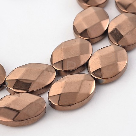 Electroplate Non-magnetic Synthetic Hematite Oval Bead Strands G-L368-04A-1