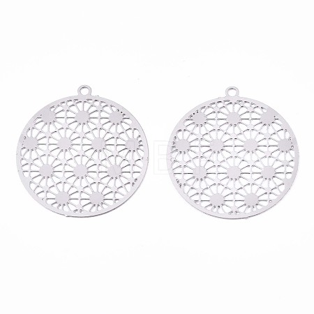 Non-Tarnish 201 Stainless Steel Filigree Pendants X-STAS-R102-09P-1