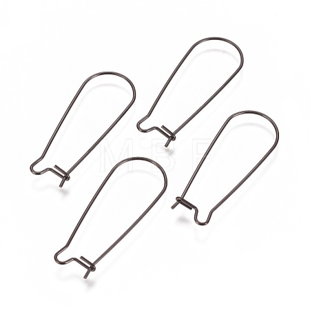 304 Stainless Steel Hoop Earrings Findings Kidney Ear Wires Ion Plating(IP) STAS-L216-22A-B-1
