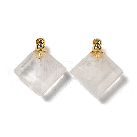 Natural Quartz Crystal Perfume Bottle Pendants G-Z039-05G-01-1
