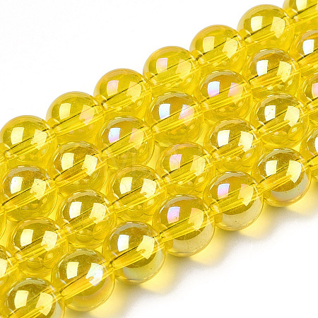 Electroplate Transparent Glass Beads Strands GLAA-T032-T10mm-AB11-1