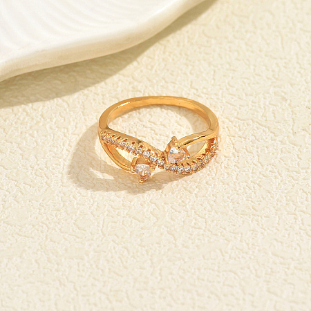 Brass Micro Pave Cubic Zirconia Finger Rings for Women KA7378-1-1