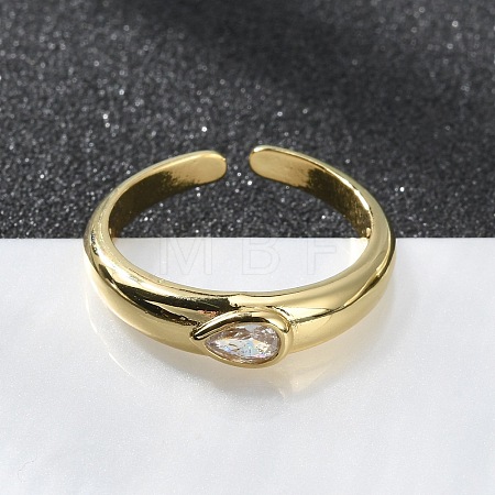 Teardrop Cubic Zirconia Solitaire Ring for Her RJEW-C017-10G-RS-1