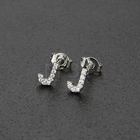 Brass Micro Pave Clear Cubic Zirconia Stud Earrings FS-WGC2F12-10-1