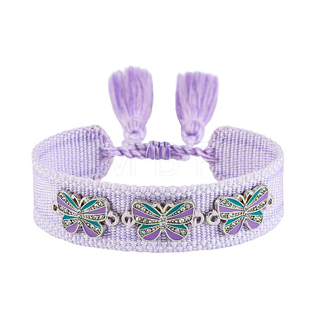 Butterfly Adjustable Polyester & Alloy & Resin Enamel & Rhinestone Slider Bracelets FS-WG9985D-05-1