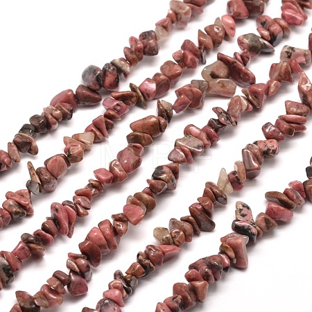Natural Rhodonite Chip Bead Strands X-G-M205-24-1