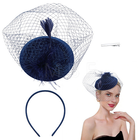 Wedding EVA & Feather Hat Hair Clips and Hair Bands for Women OHAR-WH0034-38-1