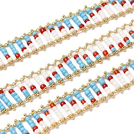 Handmade Glass Seed Beaded Chains CHC-K017-02G-1