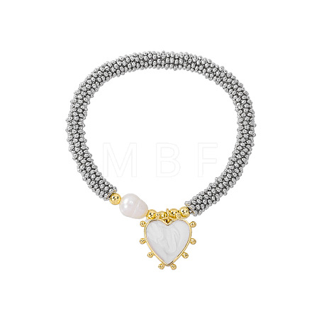 Brass Enamel Heart Charm Bracelets FS-WGFECDF-04-1