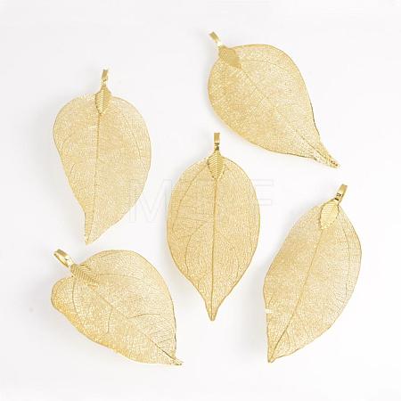Electroplated Natural Leaf Big Pendants IFIN-Q119-03E-1