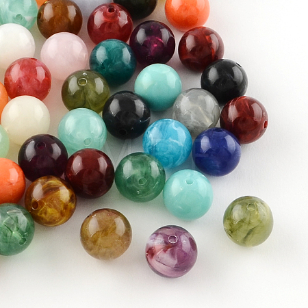 Round Imitation Gemstone Acrylic Beads Y-OACR-R029-6mm-M-1