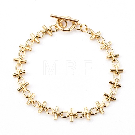 Brass Bar Link Chain Bracelets BJEW-JB06004-1