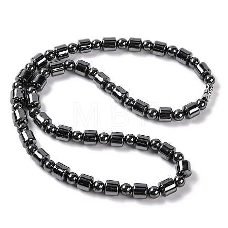 Column & Round Synthetic Non-magnetic Hematite Beaded Necklaces NJEW-Q341-05-1
