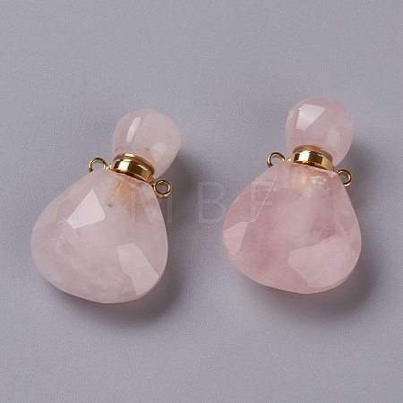 Teardrop Natural Rose Quartz Perfume Bottle Pendants G-H241-02B-G-1