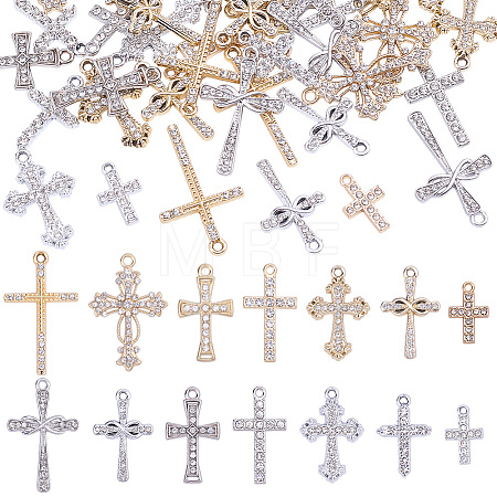 42Pcs 14 Styles Alloy Rhinestone Pendants FIND-ME0003-65-1