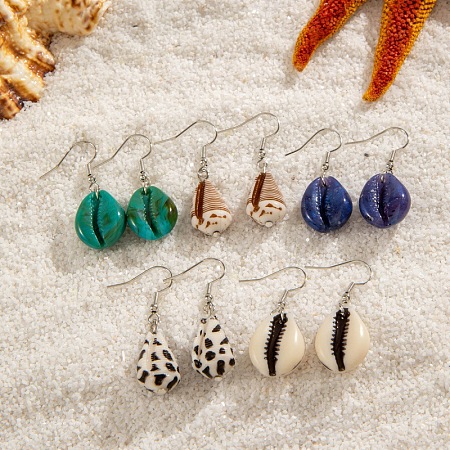 Shell Shape Alloy Natural Shell Dangle Earrings FS-WGAC3B8-04-1