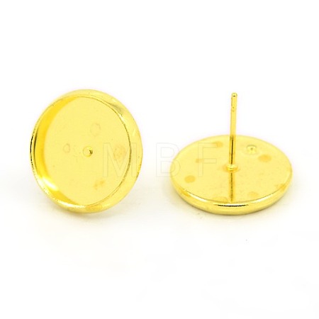 Golden Metal Color Brass Ear Studs Settings X-IFIN-Q005-G-1