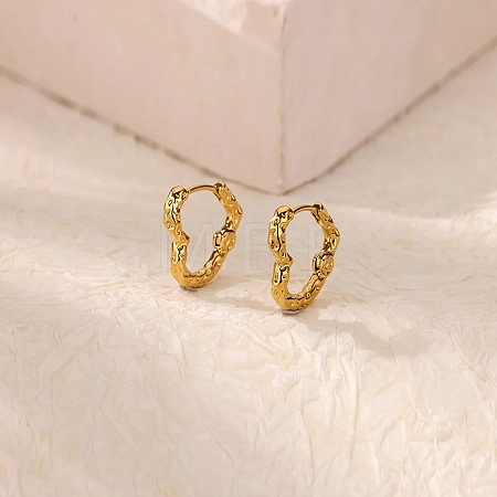 304 Stainless Steel Hammered Heart Hoop Earrrings EJEW-U065-02A-G-1