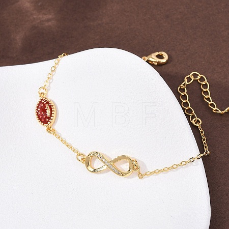 Sports Brass Micro Pave Cubic Zirconia Infinity Link Bracelets LS-BJEW-D386-01C-G-1