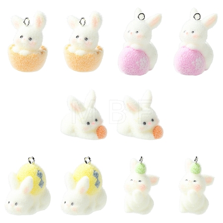 5Pcs 5 Styles Easter Opaque Resin Pendants RESI-YW0002-15-1