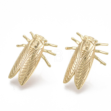 Brass Earring Findings X-KK-S356-052G-NF-1