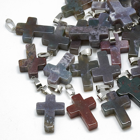 Natural Indian Agate Pendants G-T080-05-1