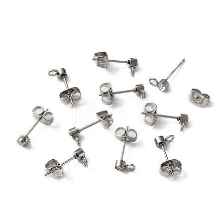 304 Stainless Steel Stud Earrings Findings STAS-WH0029-44A-P-1