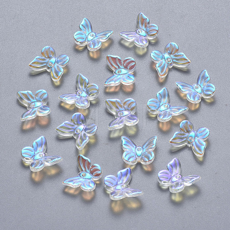 Transparent Spray Painted Glass Charms X-GLAA-T016-20-1