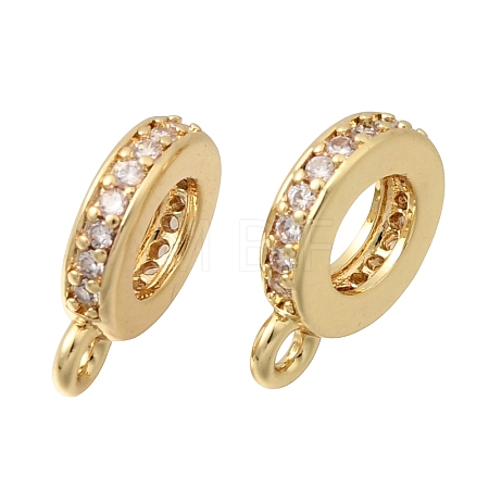 Brass Micro Pave Clear Cubic Zirconia Tube Bails KK-C255-27G-1