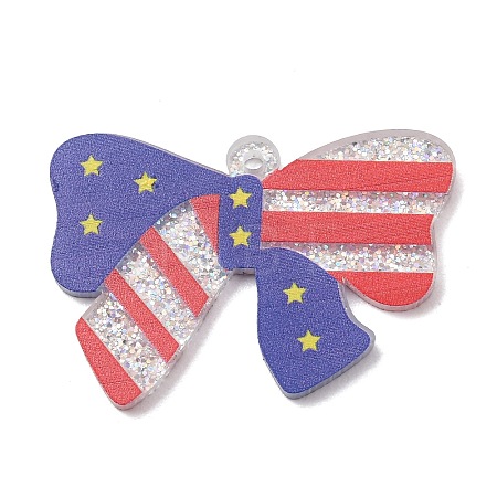 Independence Day Printed Transparent Acrylic Pendants OACR-B055-02G-1