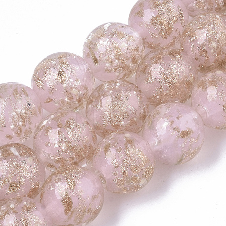 Handmade Gold Sand Lampwork Beads Strands LAMP-T007-06K-1