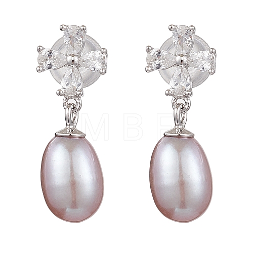 Natural Pearl Ear Studs EJEW-P286-09P-1