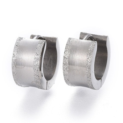 Textured 304 Stainless Steel Huggie Hoop Earrings EJEW-L252-016P-1
